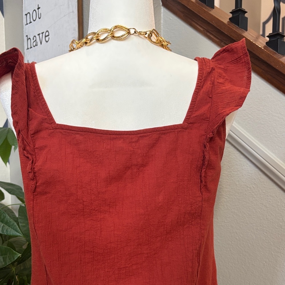 Women's Rust Ruffled Faux Button-Down Top 🤩 - Picture 7 of 12